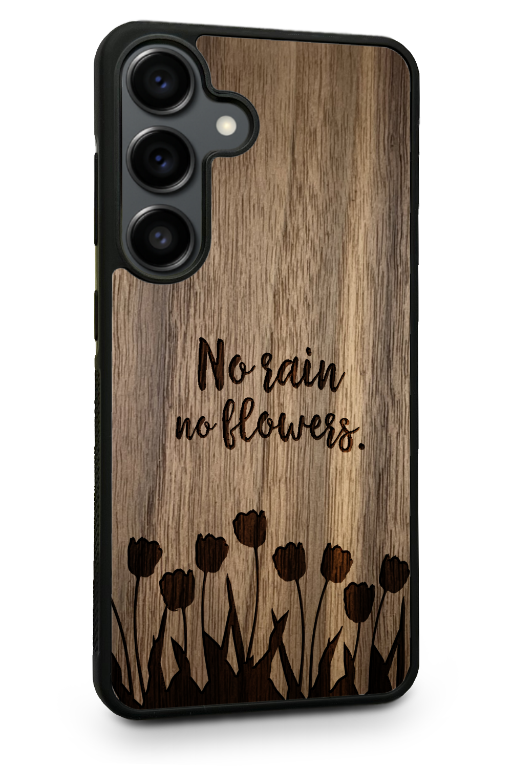 Holzhülle Samsung - BeeWood NO RAIN NO FLOWERS