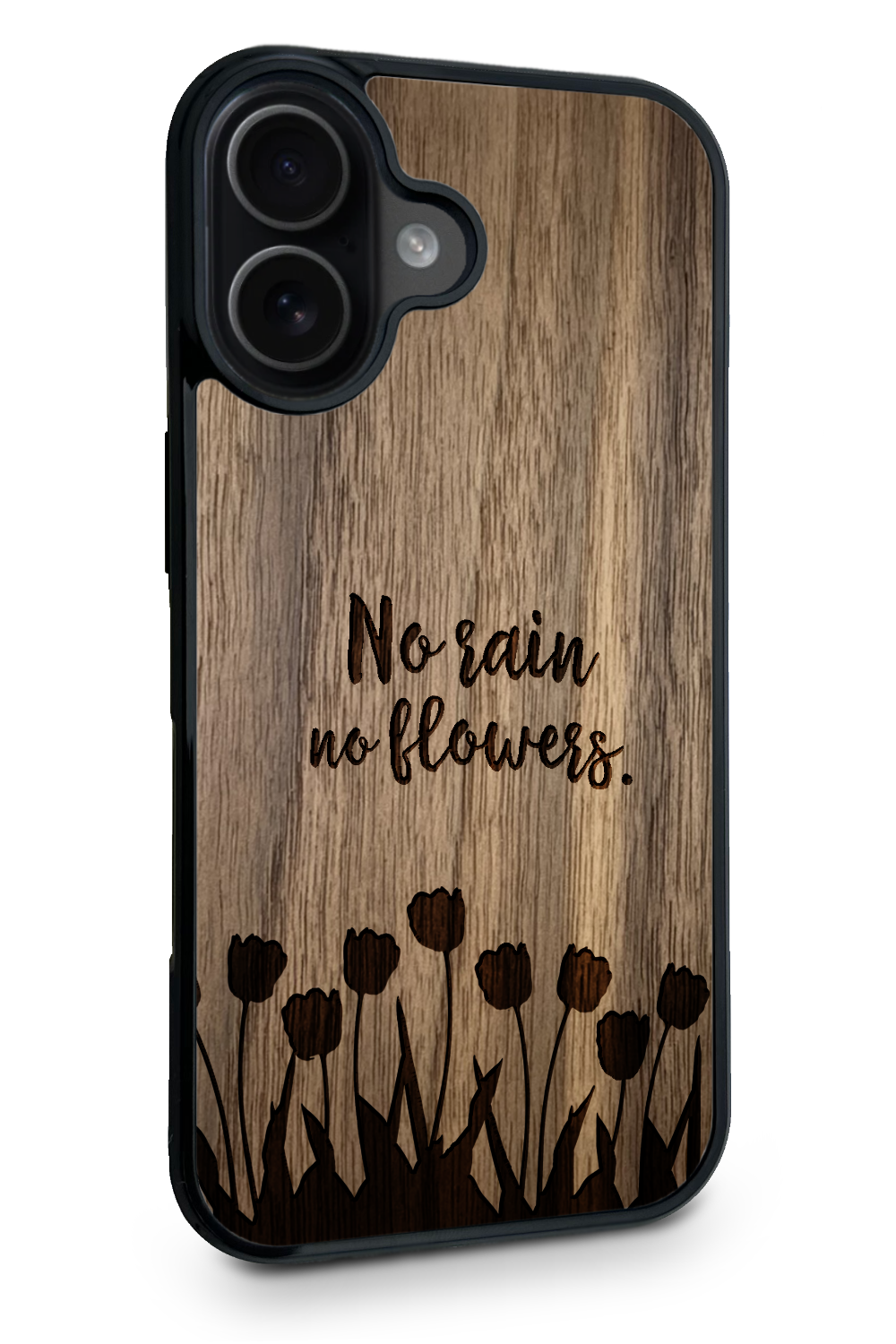 Holzhülle iPhone - BeeWood NO RAIN NO FLOWERS