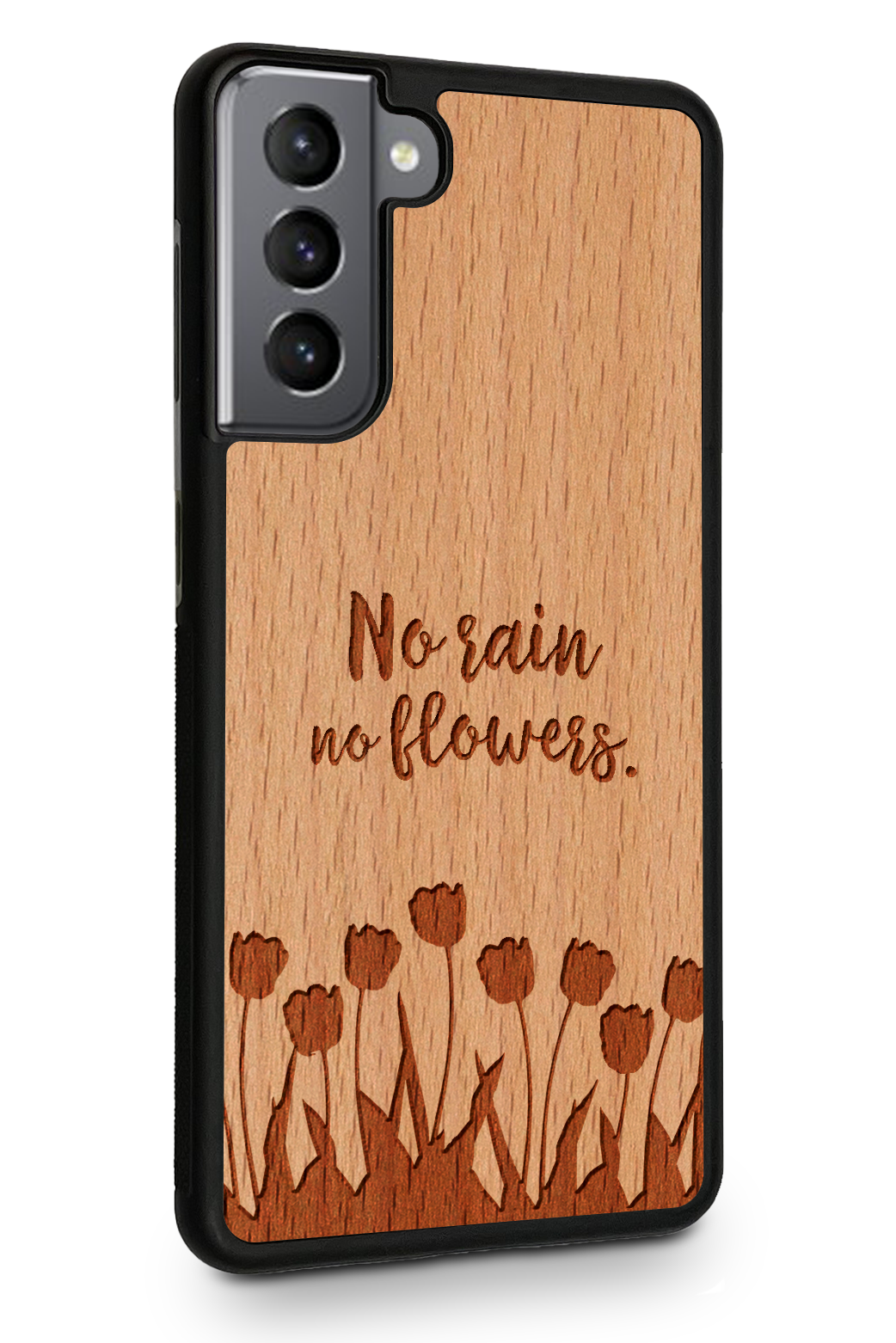 Holzhülle Samsung - BeeWood NO RAIN NO FLOWERS