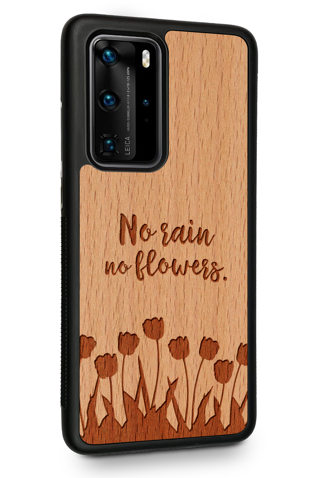 Holzhülle Huawei - BeeWood NO RAIN NO FLOWERS