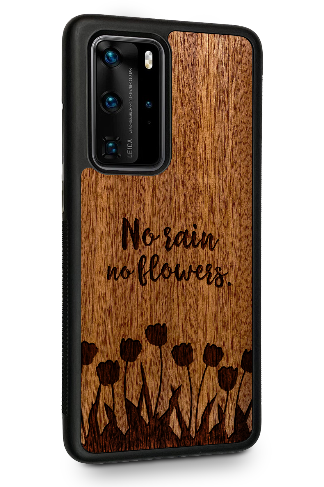 Holzhülle Huawei - BeeWood NO RAIN NO FLOWERS