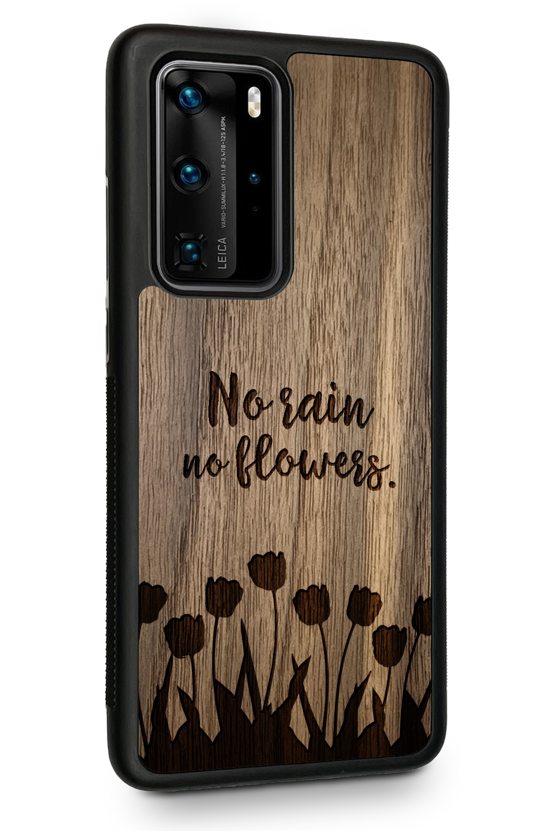 Holzhülle Huawei - BeeWood NO RAIN NO FLOWERS